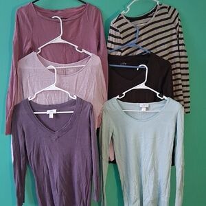 Lot Of Six Size Small Ann Taylor Sweaters And Layering Tees